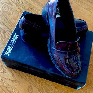 Jane and the Shoe Burgundy High Heeled Loafers
